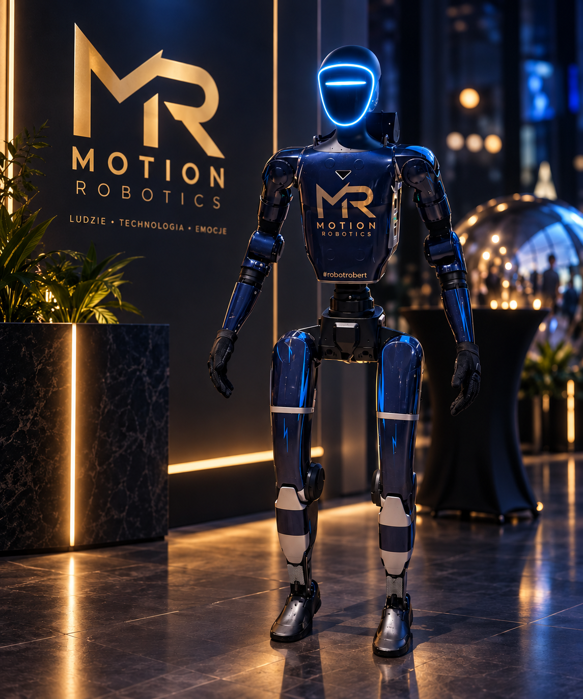 Robert — robot humanoidalny Motion Robotics podczas eventu technologicznego