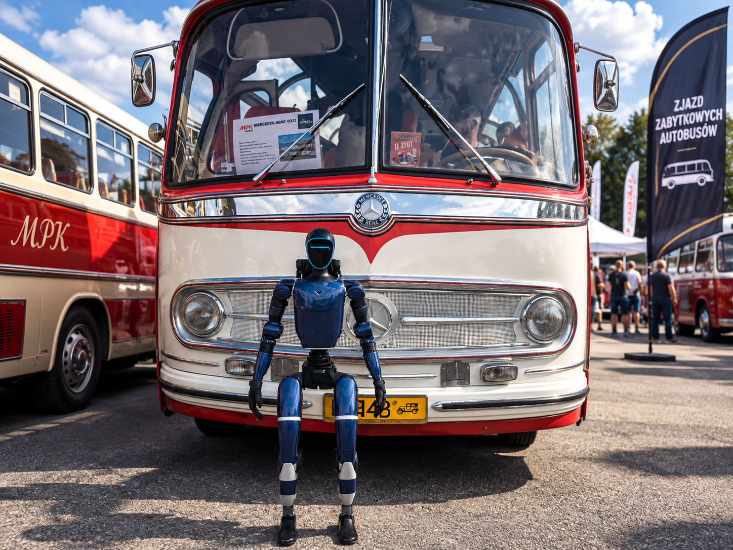 Robert podczas zjazdu zabytkowych autobusów
